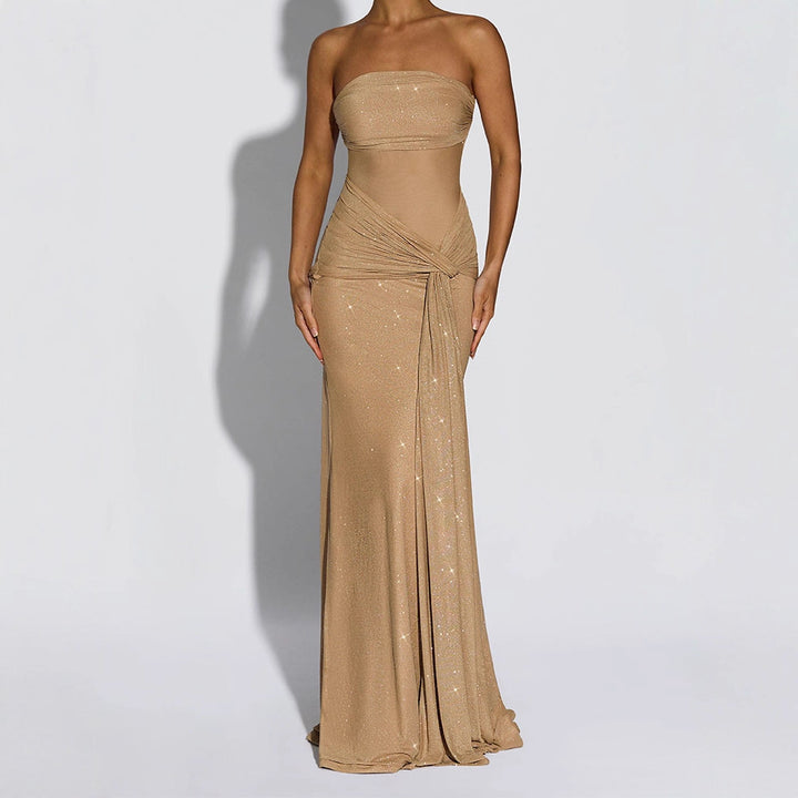 Damen Glamouröses Abendkleid mit schimmerndem Obermaterial Drune