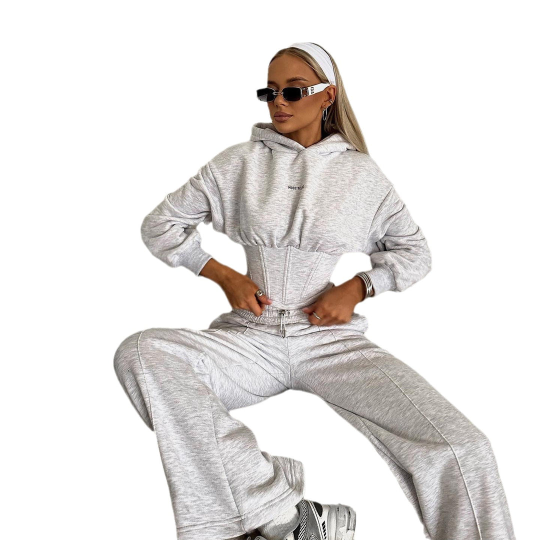 Damen modischer Cropped Hoodie mit Schnürung Drune