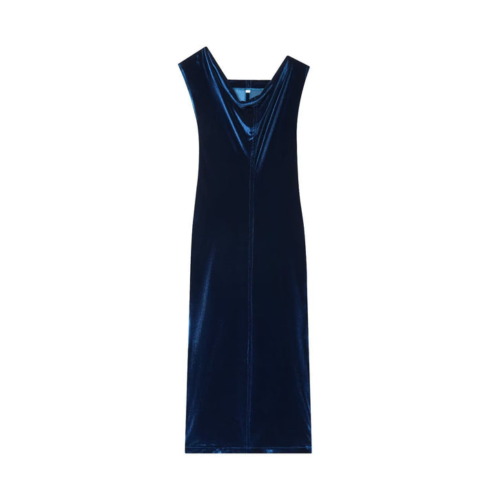 Damen Samt Maxikleid mit elegantem V-Ausschnitt und raffiniertem Schlitz Drune