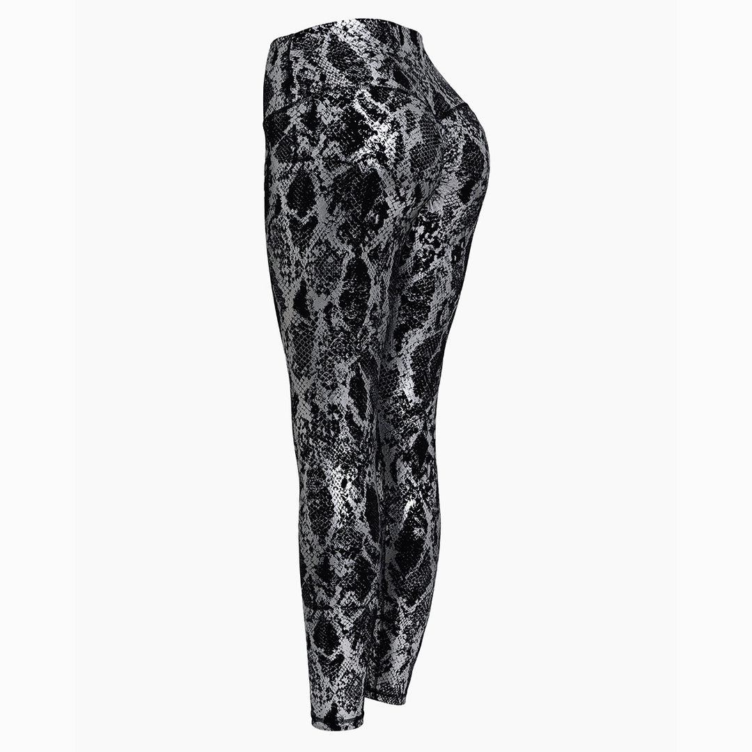 Damen nan hoch taillierte Sportleggings mit formender Kompression und strukturierter Schlangenprägung Drune