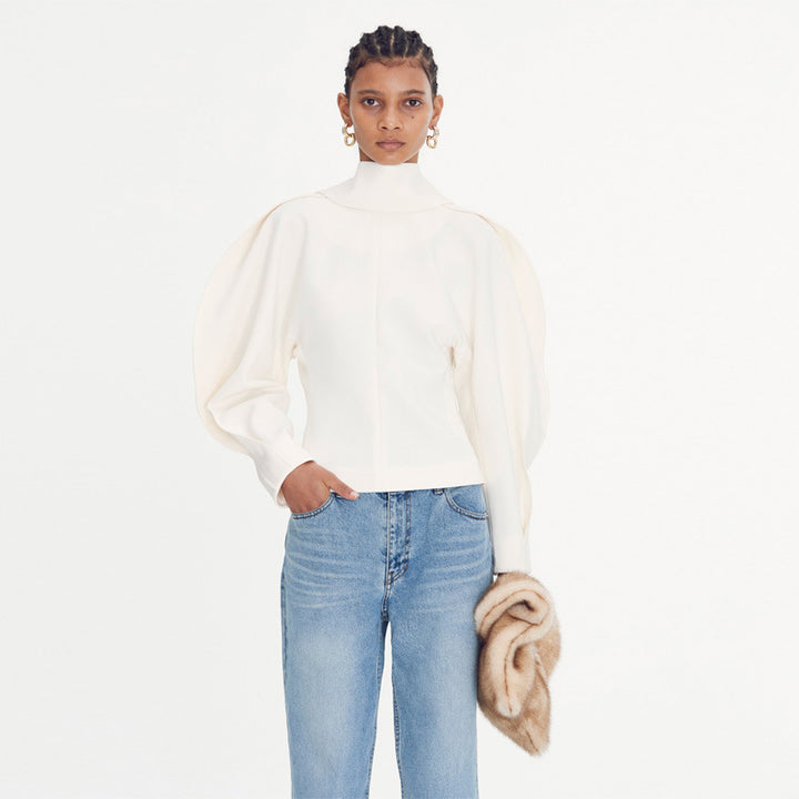 Damen elegante Oversize-Jacke mit hohem Kragen und modernen Details Drune