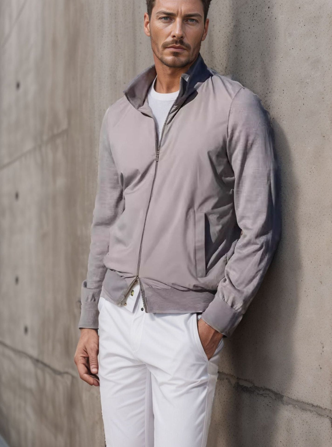 Herren stylische Freizeitjacke mit hohem Kragen und praktischen Taschen Drune