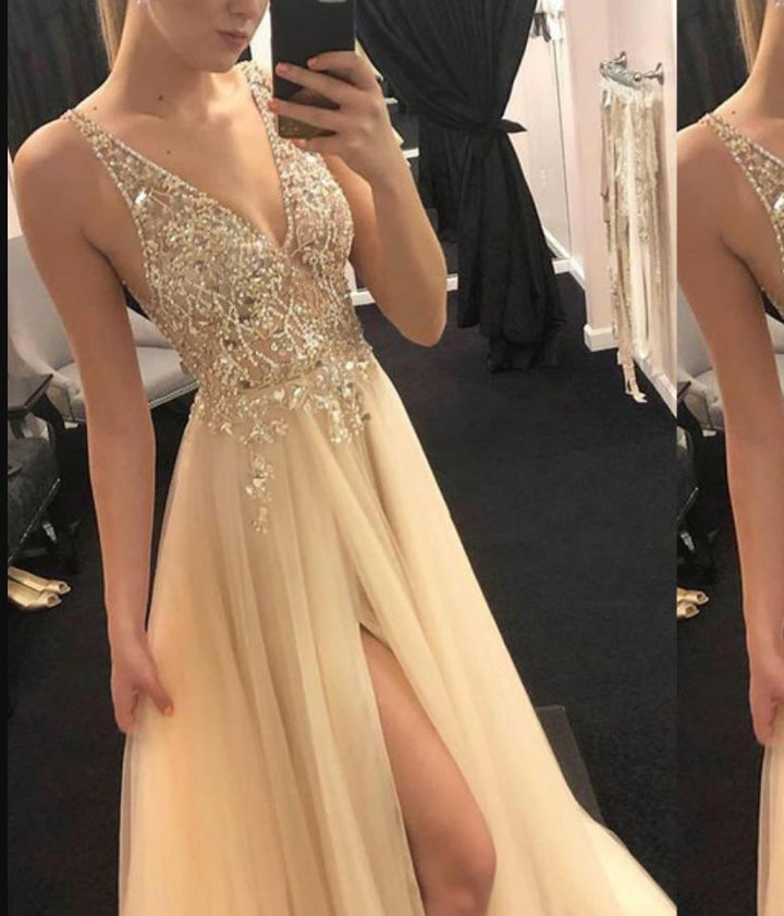 Drune | V-Ausschnitt Gespaltenes Party Abendkleid