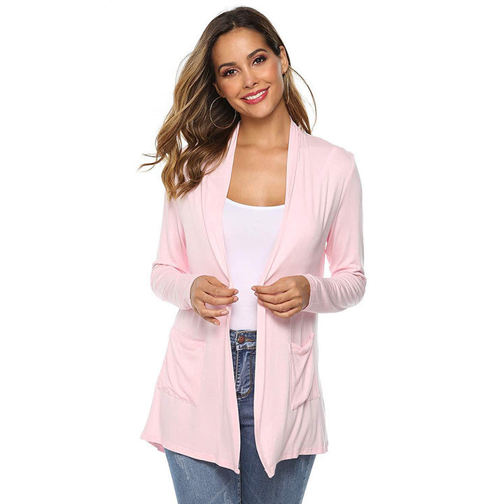 Damen lässiger Strickcardigan mit tiefem V-Ausschnitt und praktischen Taschen Drune