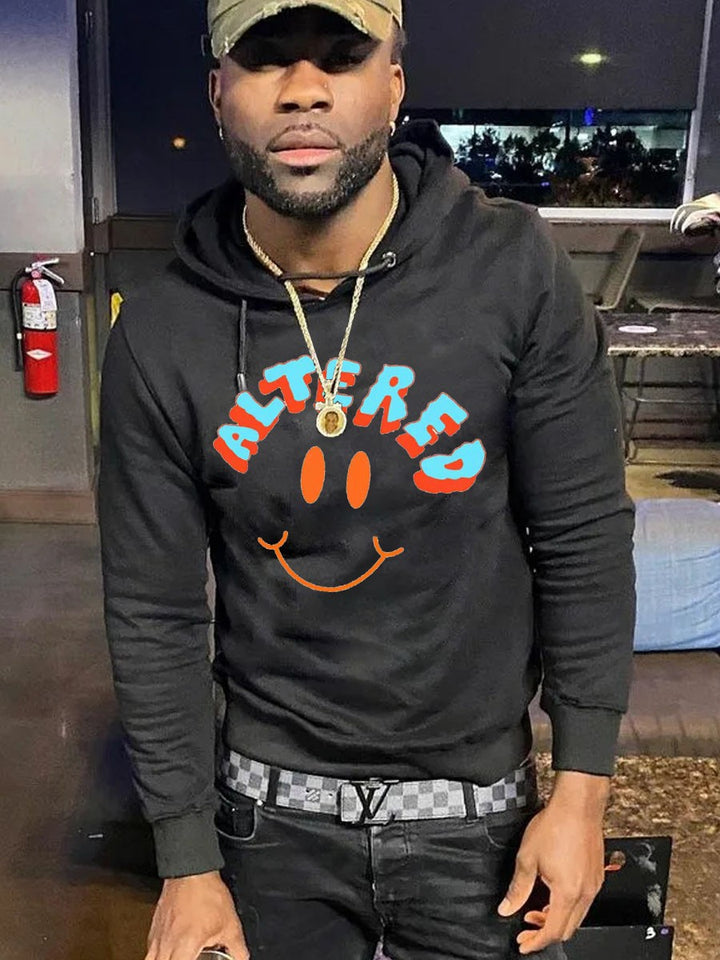 Herren Kapuzenpullover mit auffälligem Smiley-Print und bequemer Passform Drune