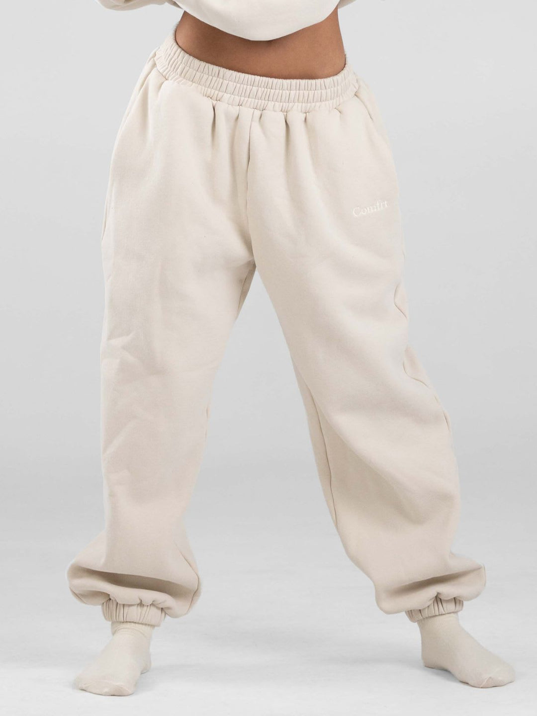 Damen nan lässige Sweatpants mit hohem Bund, seitlichen Eingrifftaschen und elastischen Bündchen Drune