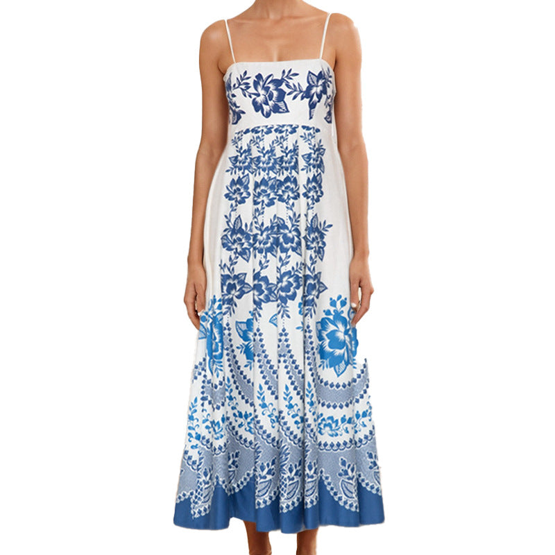 Damen Maxi-Kleid mit elegantem floralen Design und schwingendem Rock Drune