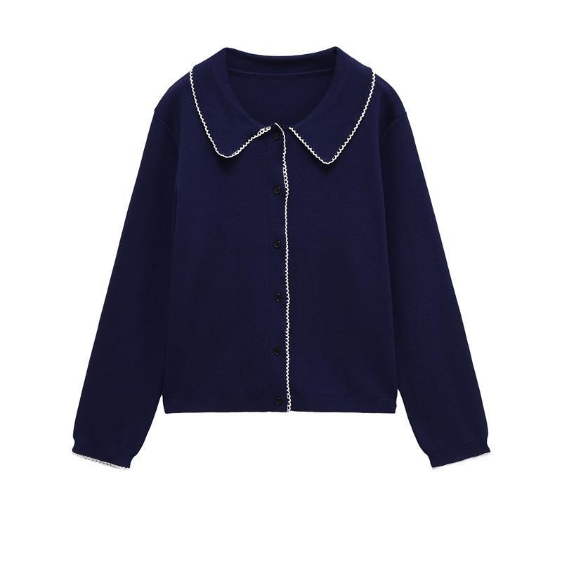 Damen Strickjacke mit dekorativem Kragen und hochwertiger Knopfleiste Drune