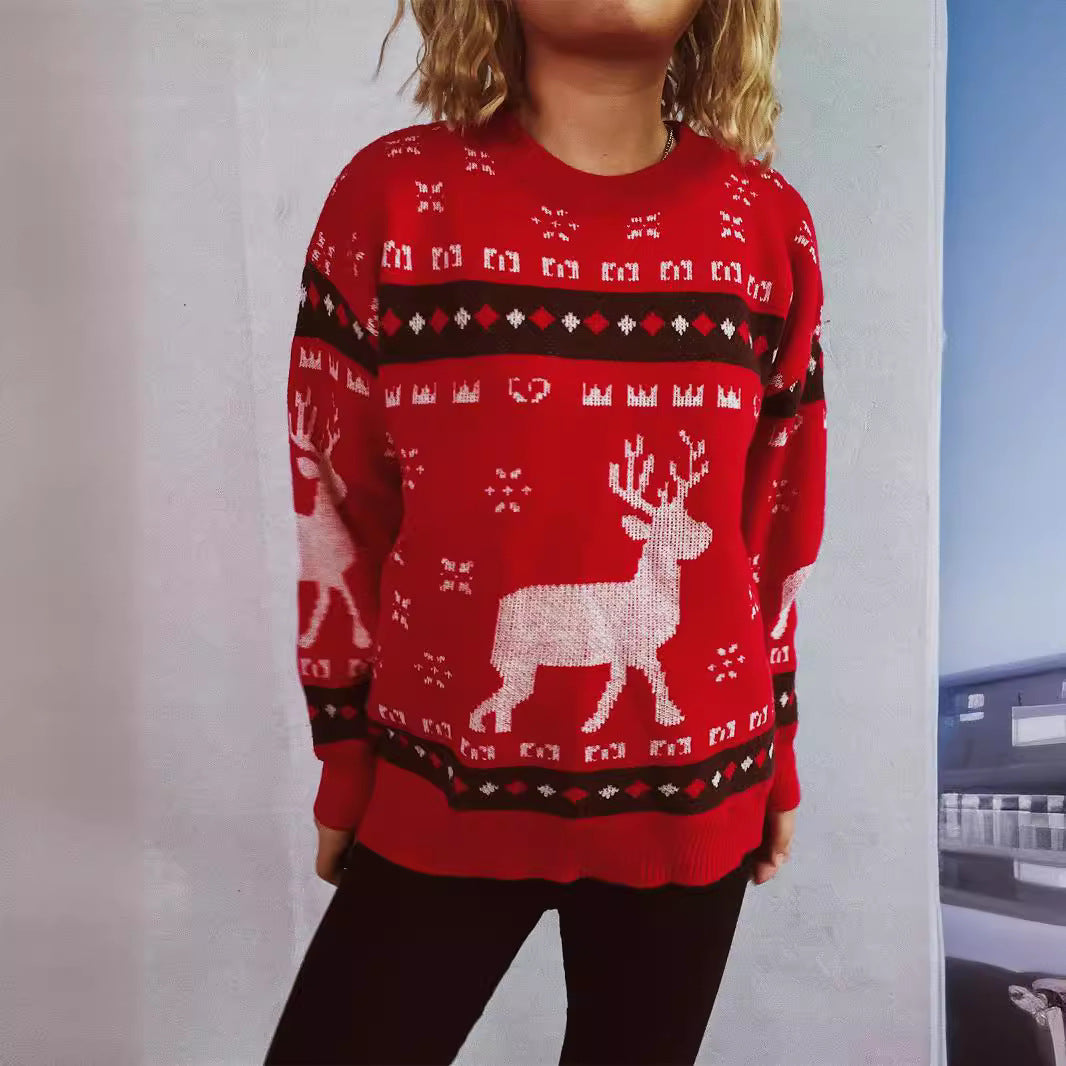Damen Weihnachtspullover mit festlichem Rentier-Motiv und bequemer Passform Drune