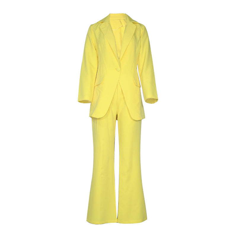 Damen Eleganter Hosenanzug mit tailliertem Blazer und weiten Hosen Drune