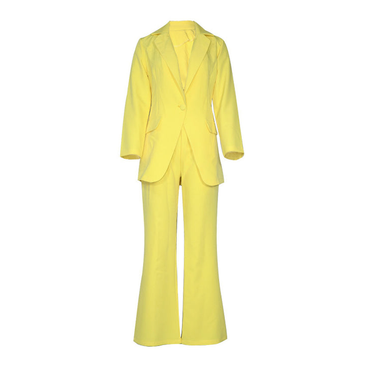 Damen Eleganter Hosenanzug mit tailliertem Blazer und weiten Hosen Drune