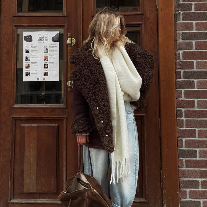 Damen Übergangsjacke mit voluminösem Kunstfellkragen Drune