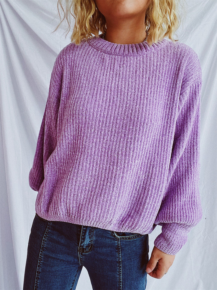 Damen gemütlicher Grobstrickpullover mit weiten Ärmeln und strukturiertem Design Drune