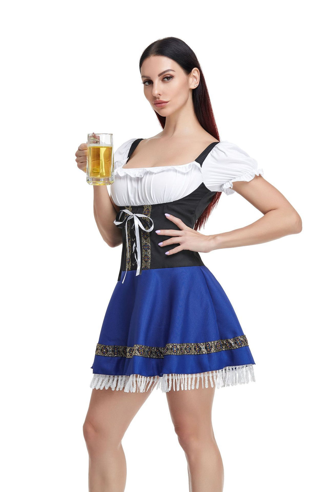 Damen nan Dirndl-Kleid mit geschnürtem Mieder, geraffter Bluse und stufigem Rock Drune