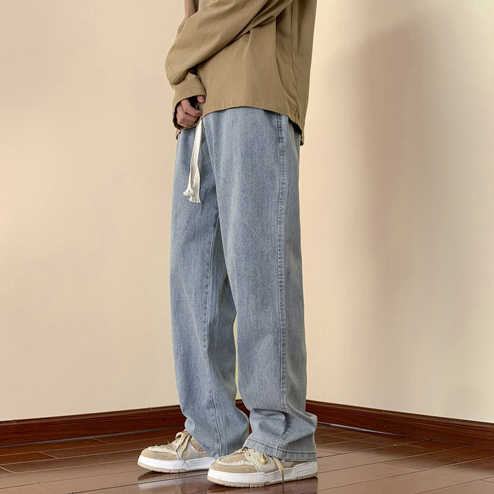 Herren lässige Denim-Hose mit bequemem Schnitt und elastischem Bund Drune