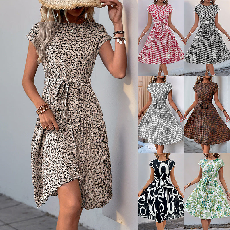 Damen Midikleid mit asymmetrischem Schnitt und modischem Bindegürtel Drune
