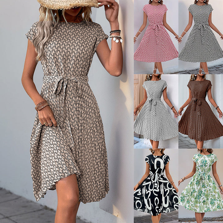 Damen Midikleid mit asymmetrischem Schnitt und modischem Bindegürtel Drune