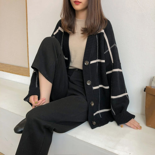 Damen Stilvolle Strickjacke mit farblich abgestimmtem Blockdesign Drune
