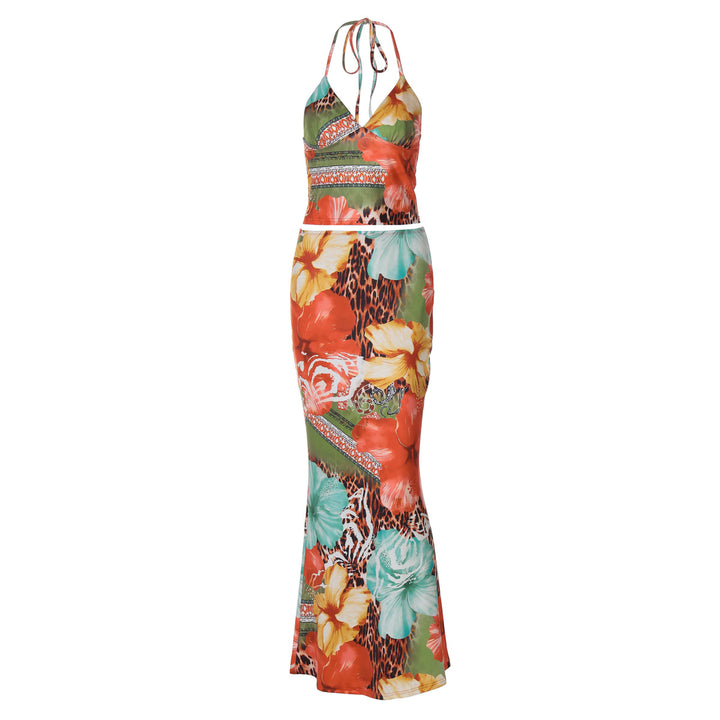 Damen Maxikleid mit aufregendem Blumen- und Tiermotiv Drune