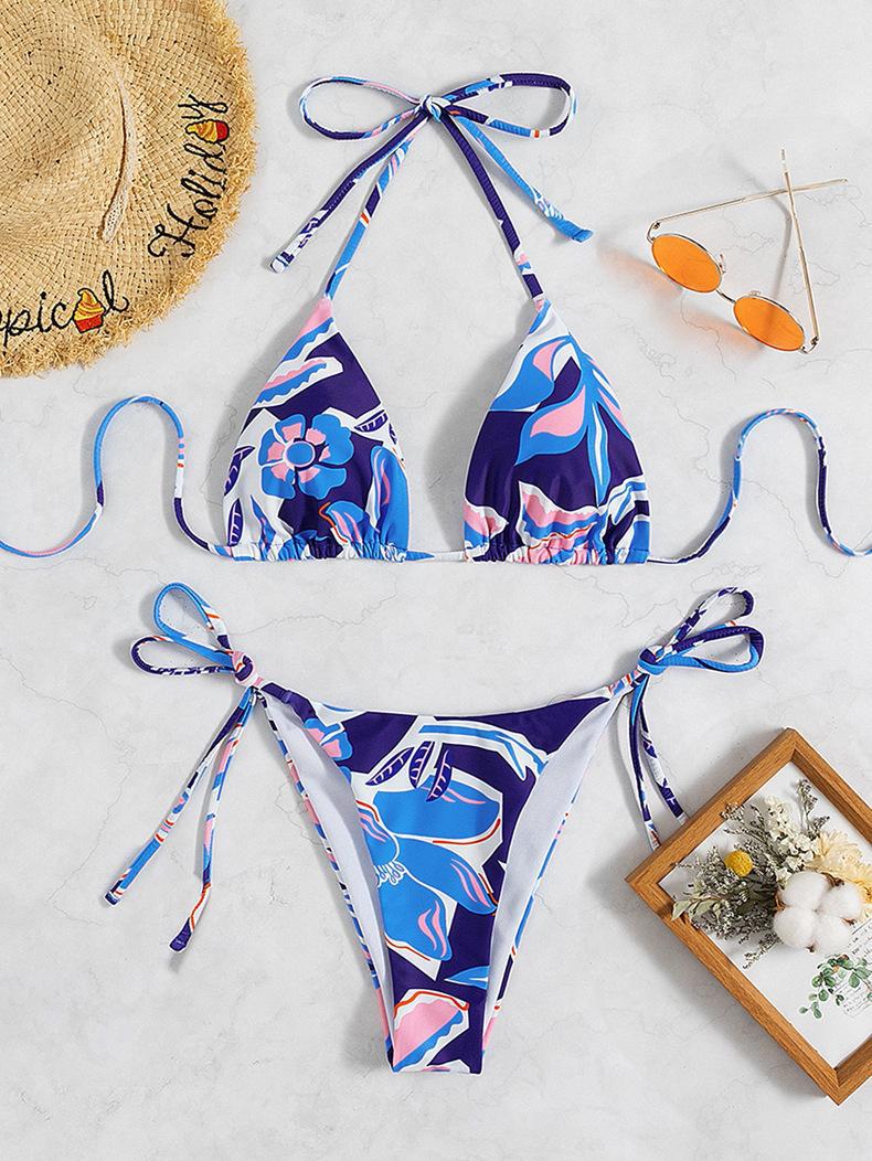 Damen Triangel-Bikini mit traumhaftem Blumendesign und raffinierten Schnürdetails Drune