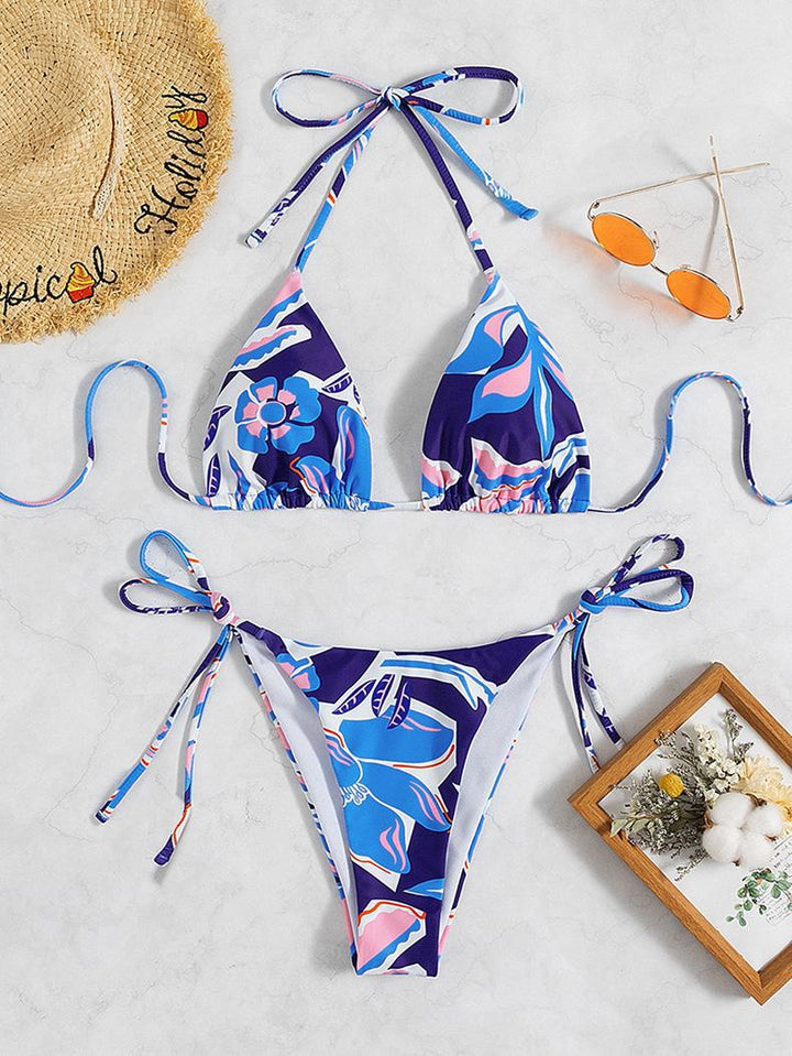 Damen Triangel-Bikini mit traumhaftem Blumendesign und raffinierten Schnürdetails Drune