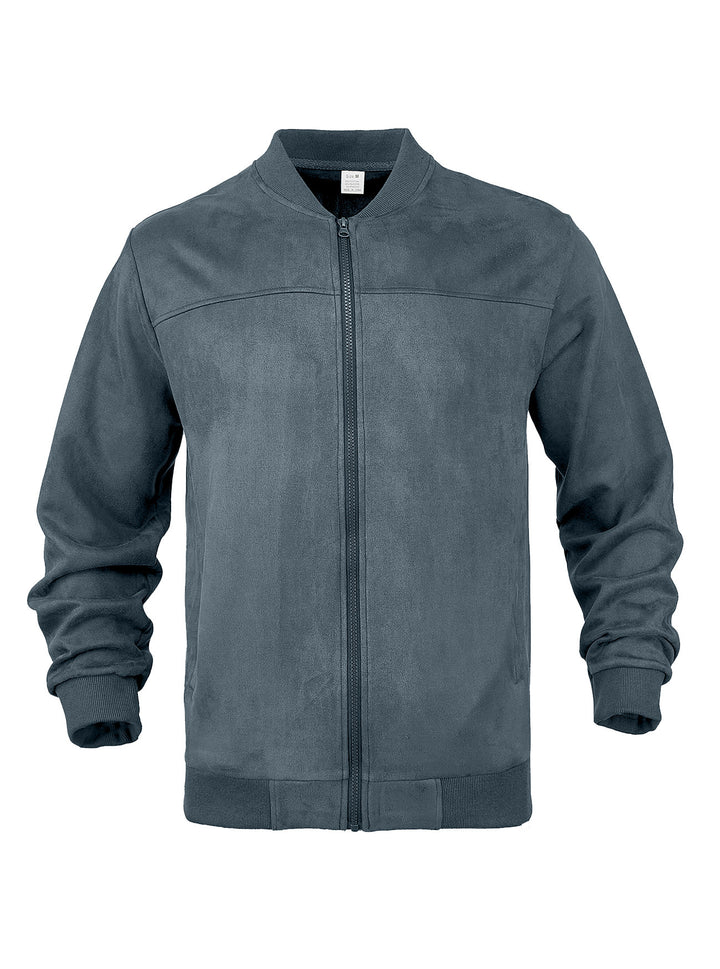 Herren nan Wildleder-Blousonjacke im Bomberstil mit elastischen Rippbündchen Drune
