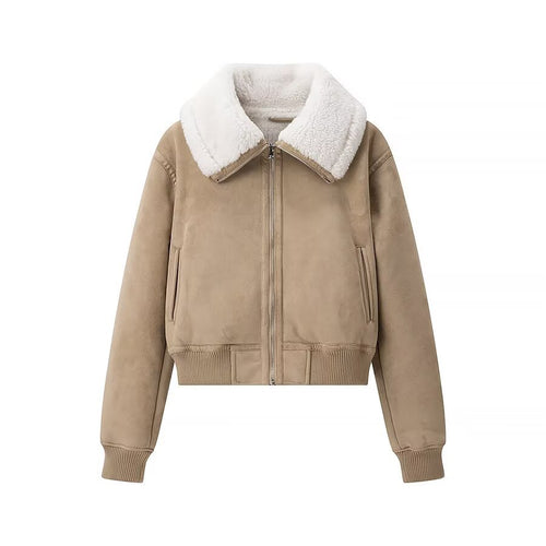 Damen elegante Steppjacke mit weichem Kunstfellkragen und praktischen Taschen Drune