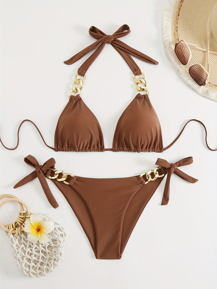 Damen Triangel-Bikini mit modischen Kettenakzenten Drune