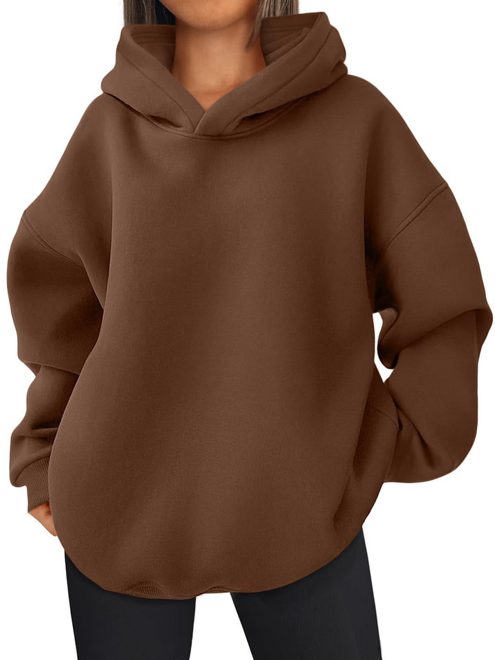 Damen nan kastiger Kapuzenpullover mit doppellagiger Kapuze, überschnittener Schulter und längerem Rückenteil Drune