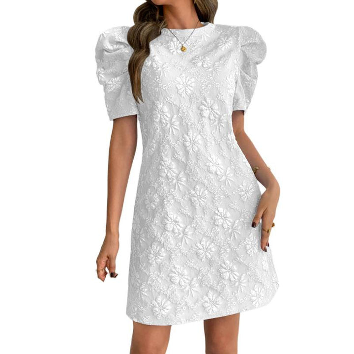 Damen Puffärmel Kleid mit floralem Muster Drune