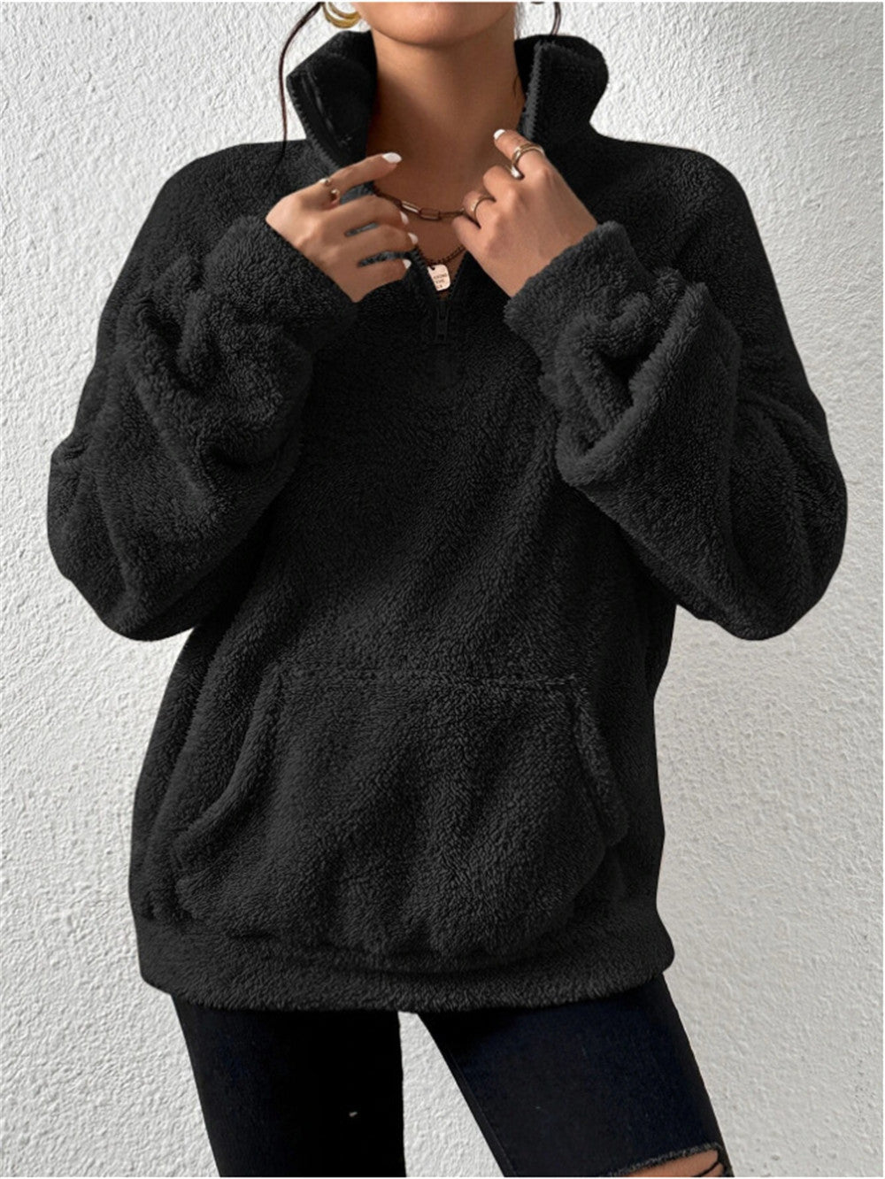 Damen Kuscheliger Fleece Pullover Drune