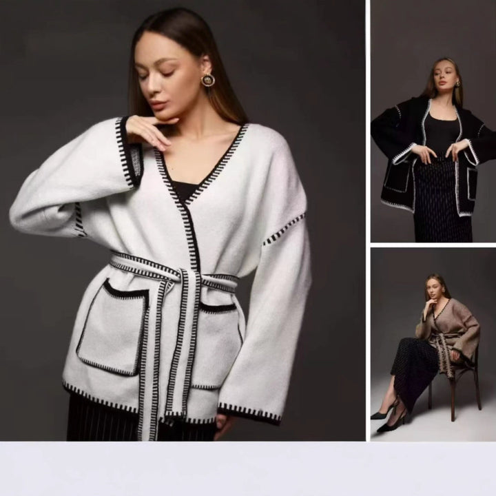 Damen Strickjacke mit großem Revers und praktischen Taschen Drune