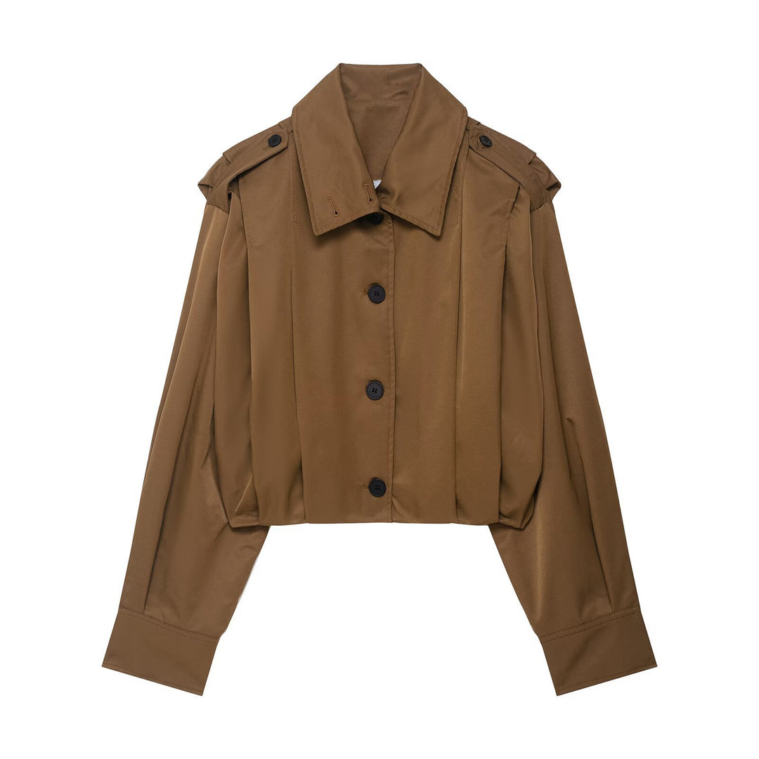 Damen cropped Blusenjacke mit elegantem Schnitt und Knopfdetails Drune