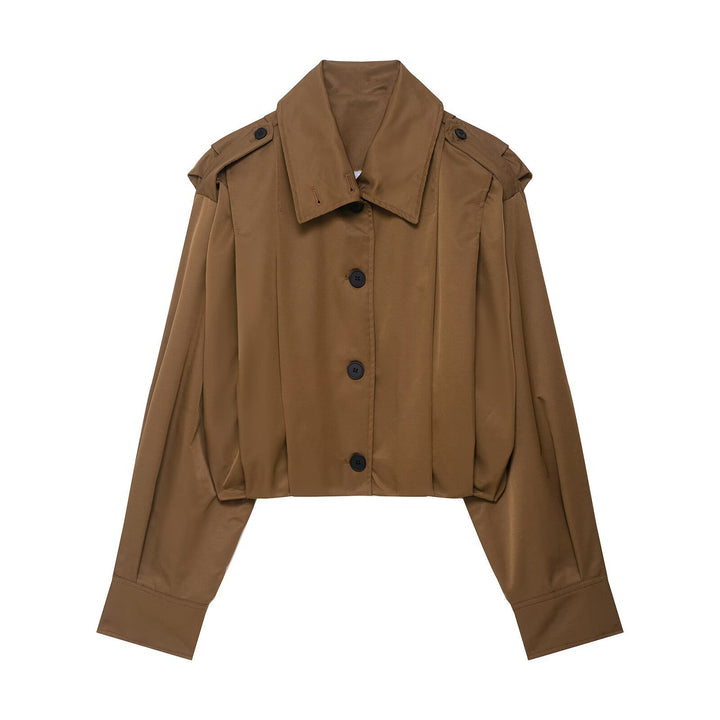 Damen cropped Blusenjacke mit elegantem Schnitt und Knopfdetails Drune