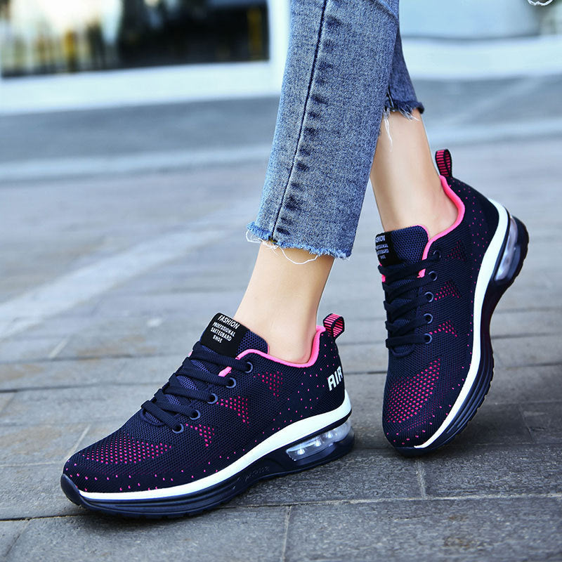 Damen nan urbaner Strick-Sneaker mit perforiertem Strickgewebe, Dämpfer-Fersenkapsel und federnder Leichtsohle Drune