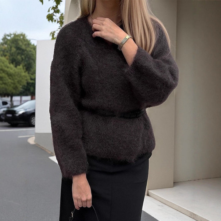 Damen Kuscheliger Pullover mit lässigem Schnitt und tiefem V-Ausschnitt Drune
