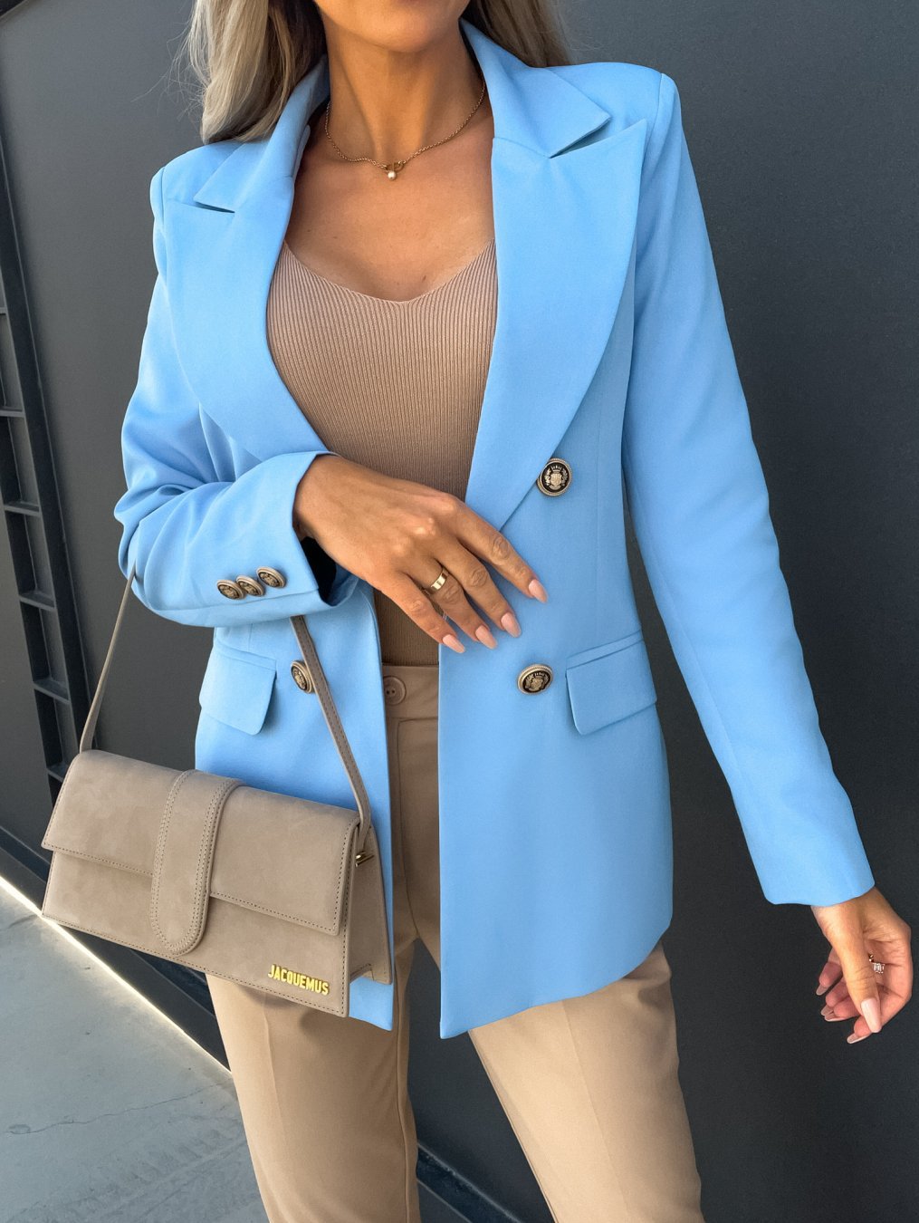 Damen Eleganter Blazer mit doppelt abgefügten Knöpfen und modernem Schnitt Drune