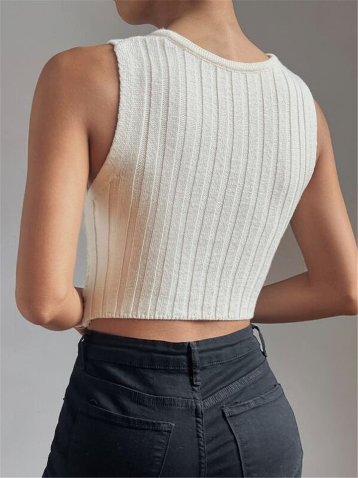 Damen Cropped Strickoberteil mit elegantem Wickel-Design Drune