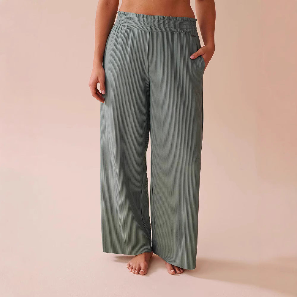 Damen Legere Plisseehose mit elastischem Bund und seitlichen Taschen Drune