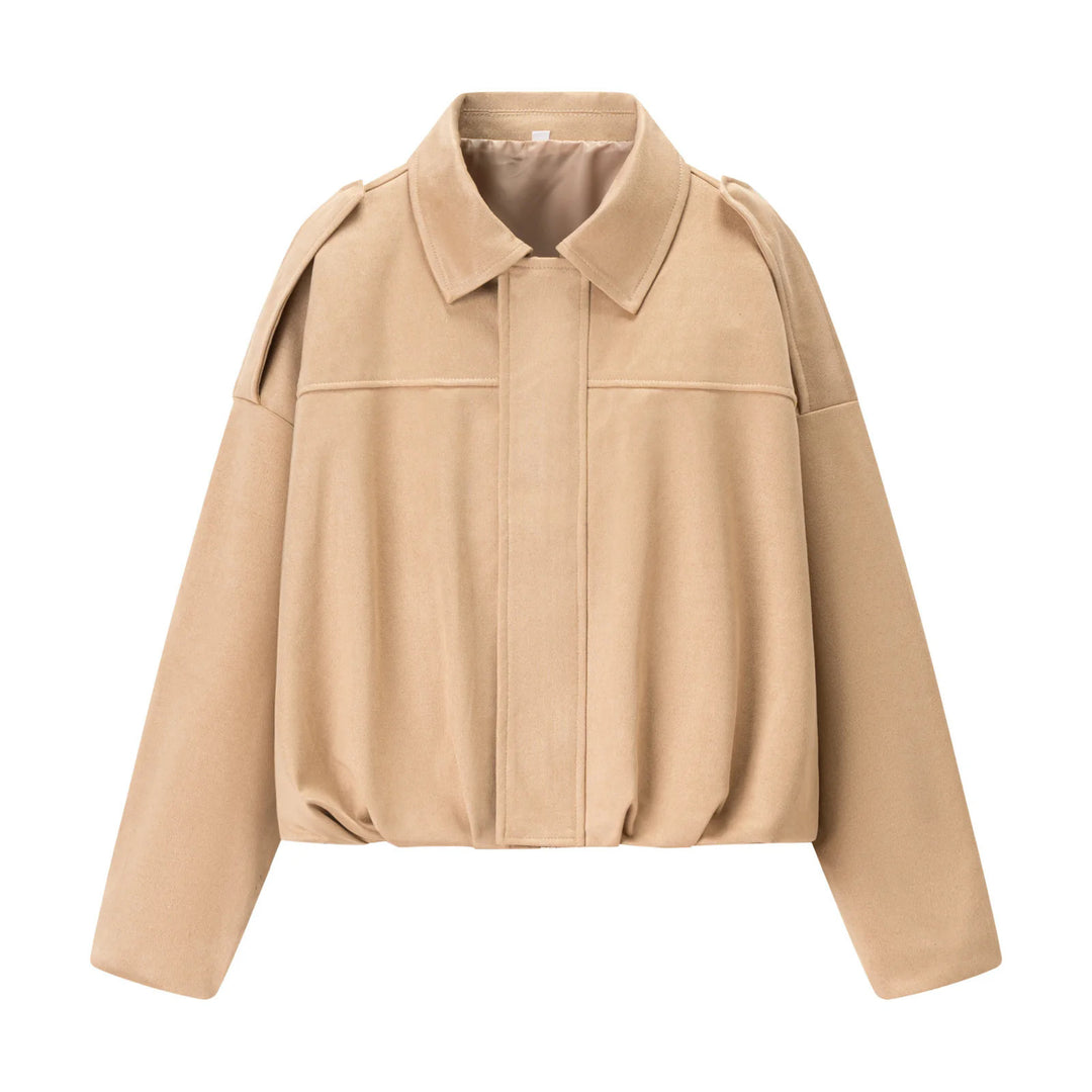 Damen modische cropped Jacke mit bequemen Bündchen und elegantem Kragen Drune