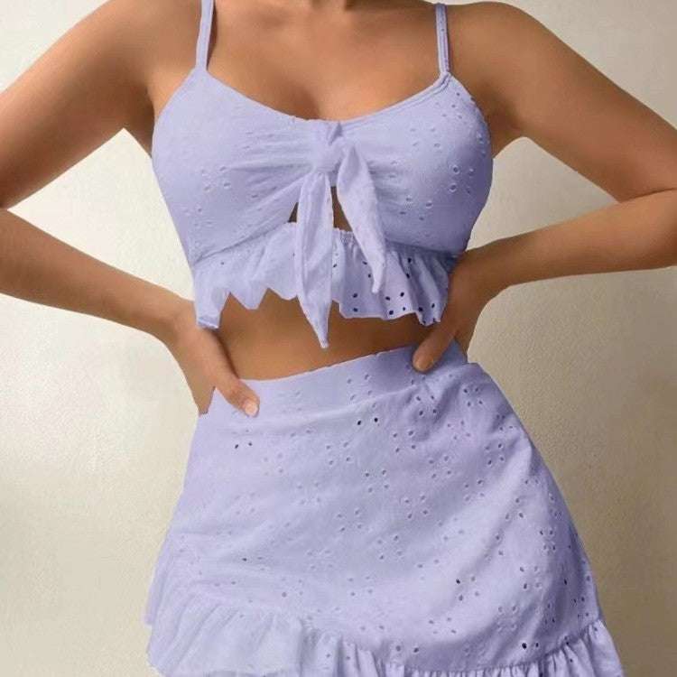 Damen verspieltes Crop-Top und Rüschensrock-Set Drune