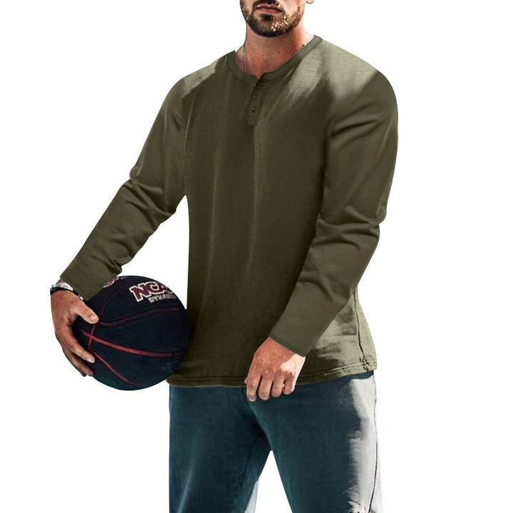 Herren Langärmliges T-Shirt mit Knopfleiste Drune