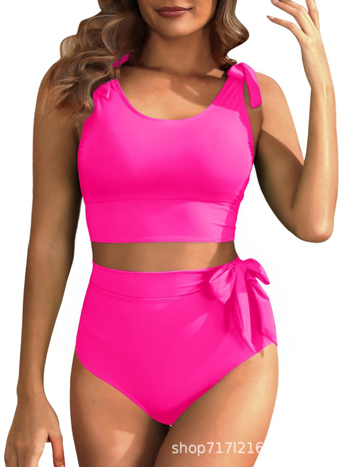Damen Hochtailliertes Bikini-Set mit knotenverziertem Oberteil Drune