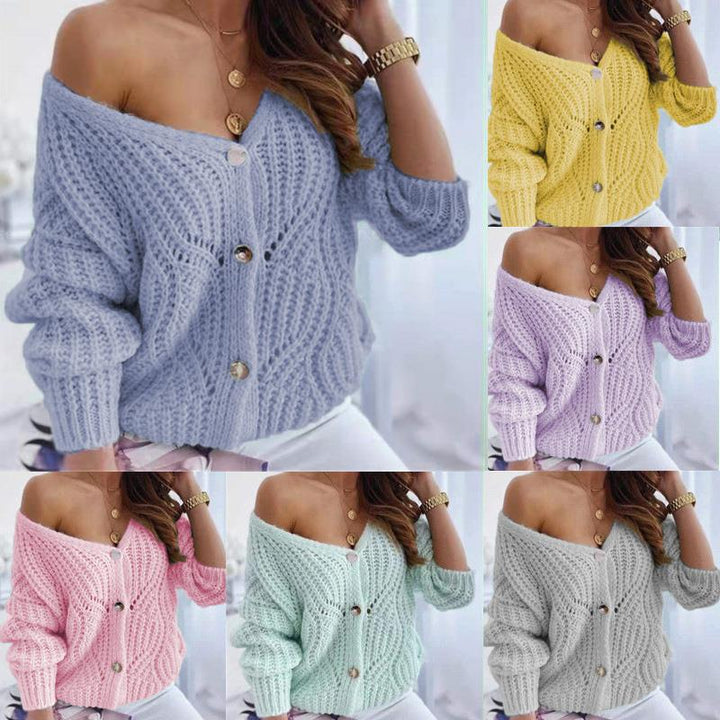 Damen Grobstrick-Cardigan mit vorteilhaftem offenen Design und dekorativen Knopfdetails Drune
