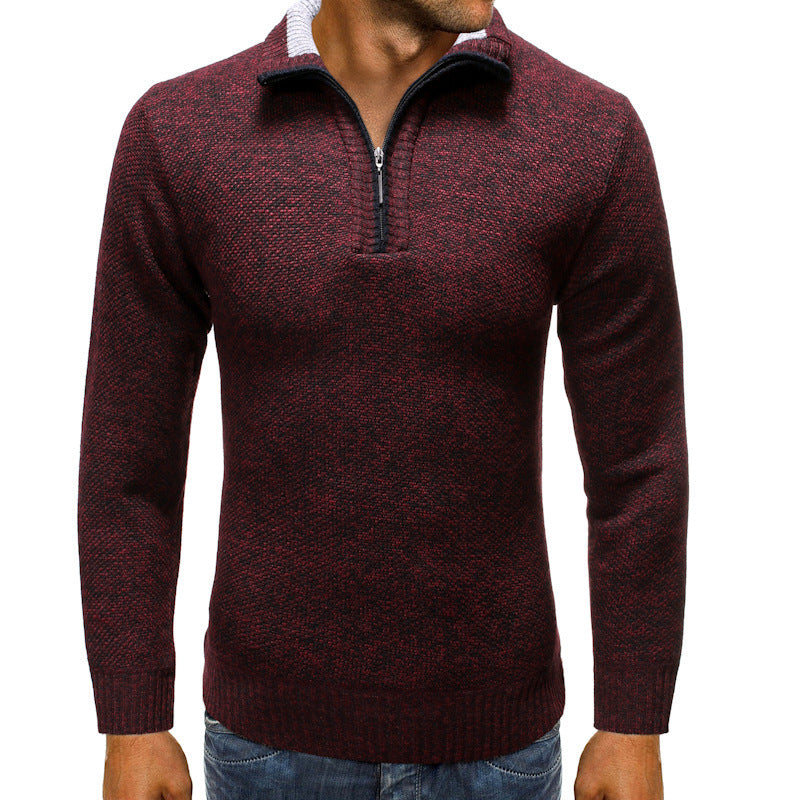 Herren luxuriöser Strickpullover mit modernem Stehkragen und Reißverschluss Drune