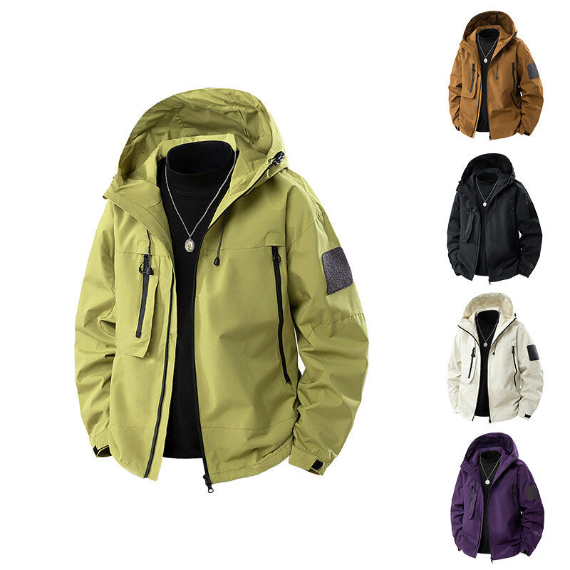 Herren wasserfeste Multifunktionsjacke mit Kapuze und praktischen Taschen Drune
