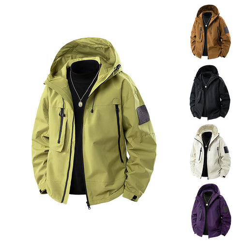 Herren wasserfeste Multifunktionsjacke mit Kapuze und praktischen Taschen Drune