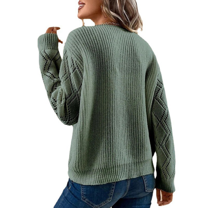 Damen Strickpullover mit raffiniertem Häkel-Ausschnitt Drune