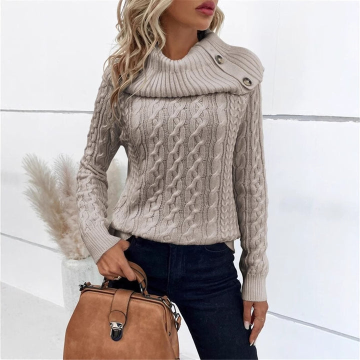 Damen Strickpullover mit oversized Kragen Drune