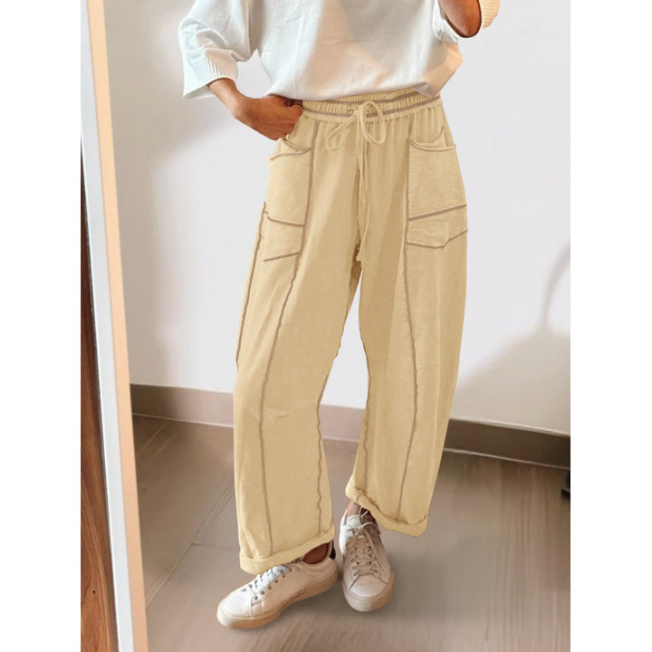 Damen weite Freizeithose mit praktischen Seitentaschen und elastischem Bund Drune